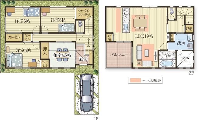 ママの家事動線を配慮した明るい2階リビングの家 間取りコレクション 大阪市 東淀川区 鶴見区 東大阪市で新築一戸建て 不動産のことならハウスパートナーへ