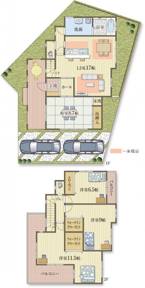 ゆったりとしたポーチがうれしい2階建