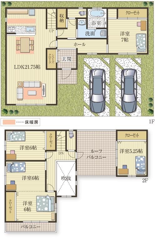 大きなルーフバルコニーとペントハウス風の部屋がある家