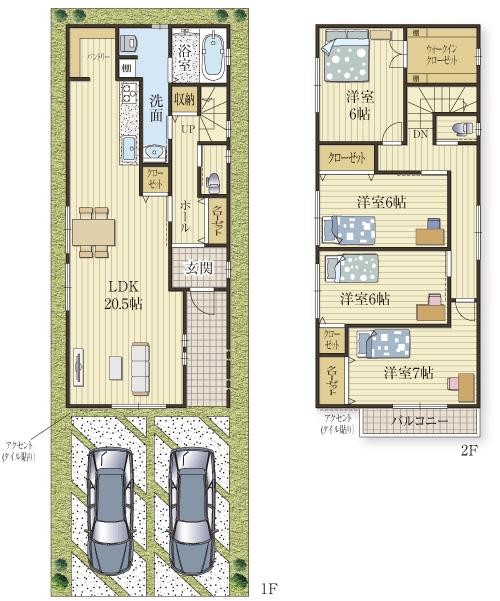 ゆったり居室の2階建て