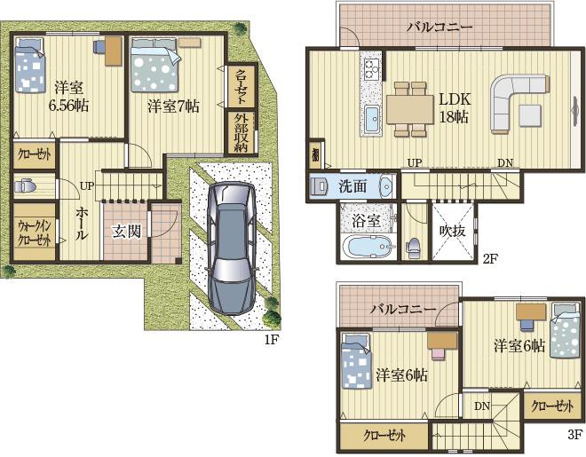 空間の広がりを感じるゆったり住宅