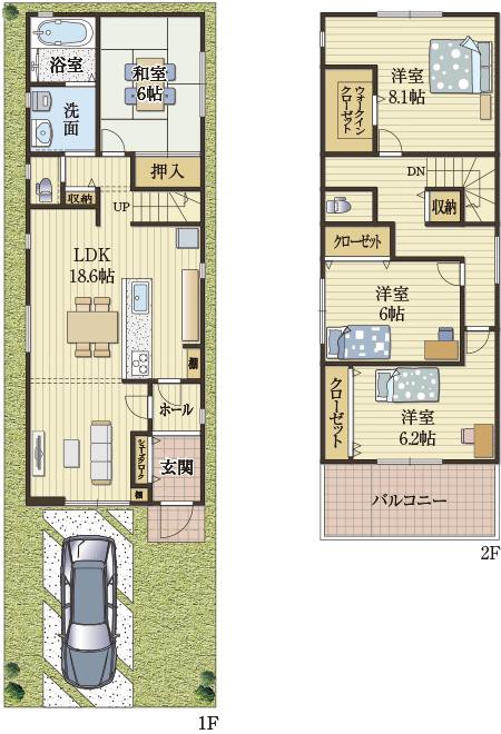 2WAY動線で家事ラクの家