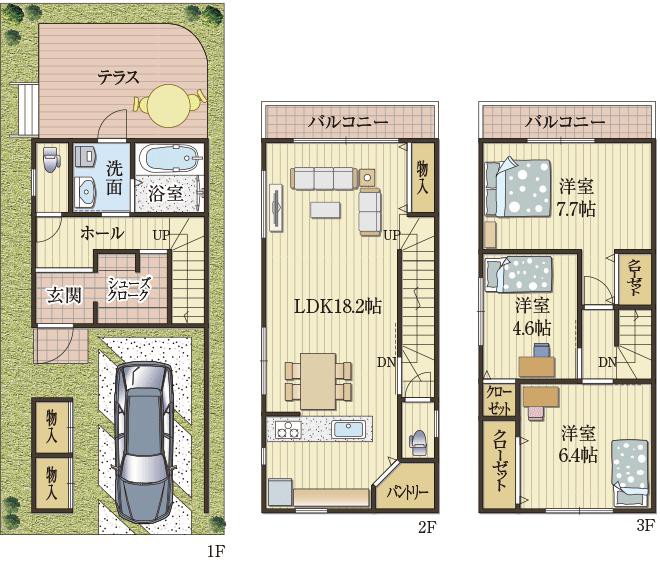 物持ち家族のための収納住宅