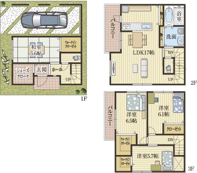 建物構造をうまく利用した収納住宅