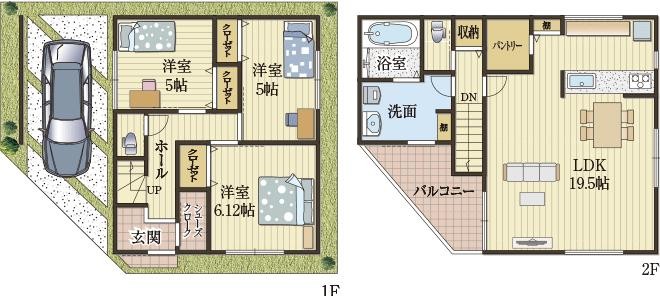 角地をうまく利用したウォークスルーバルコニーの家