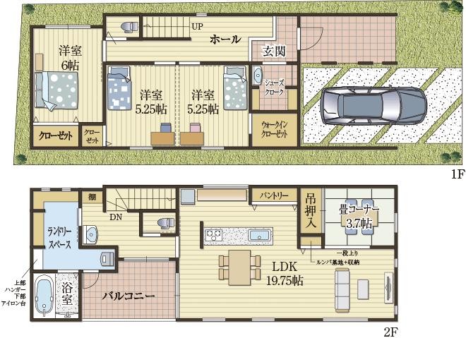 優れた水廻り動線で家事効率の良い家