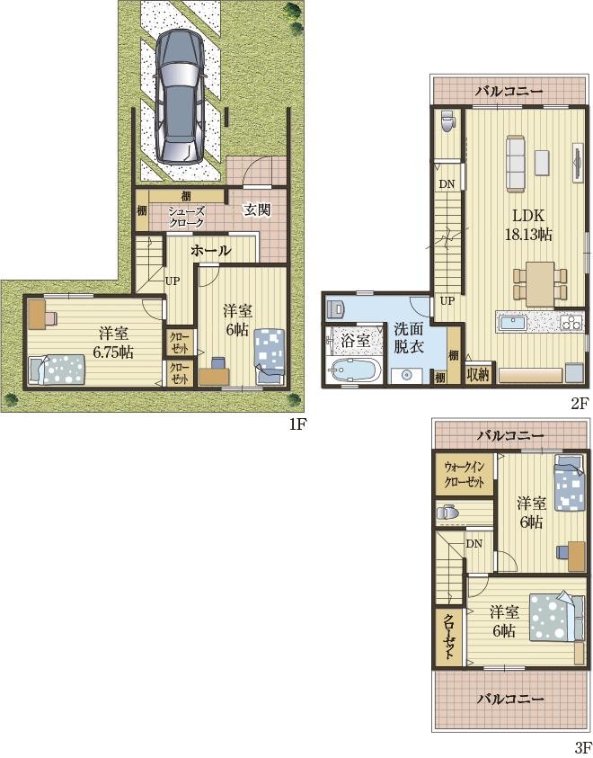 専用バルコニーがうれしい家